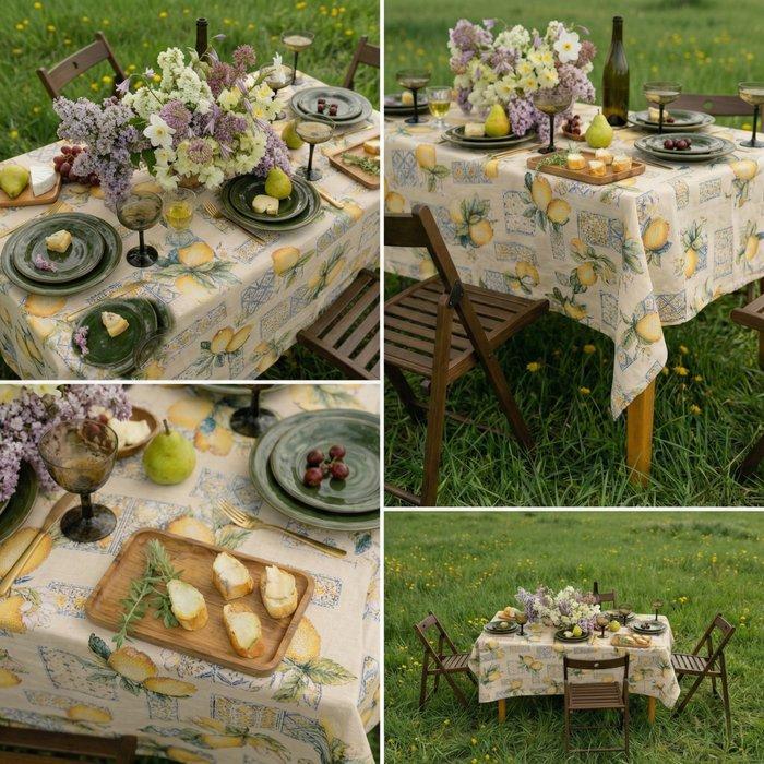 AA095 - Gobelijntafelkleed Mediterrane – Citroenen en, Antiquités & Art, Tapis & Textile