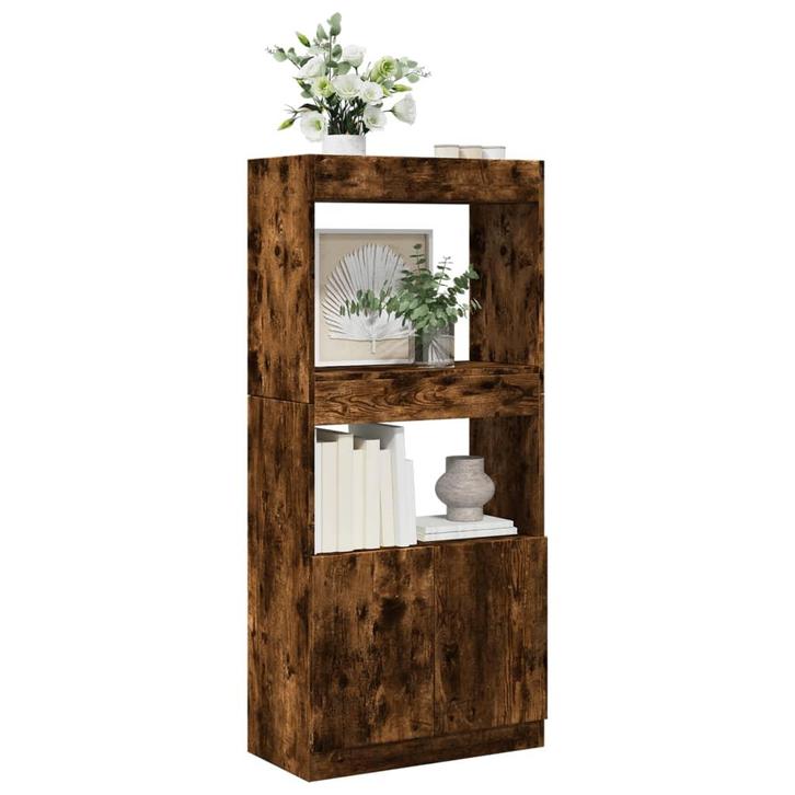 vidaXL Hoge kast 63x33x140 cm bewerkt hout gerookt, Huis en Inrichting, Kasten | Boekenkasten, Nieuw, Verzenden