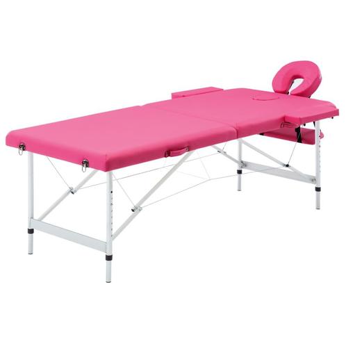 vidaXL Massagetafel inklapbaar 2 zones aluminum roze, Sports & Fitness, Produits de massage, Envoi