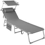 tectake Ligbed Chloé 4-niveaus, hoofdkussen en tas - grijs, Tuin en Terras, Verzenden, Nieuw