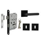 Deurbeslag set met sleutelrozet en deurklink Linee zwart..., Ophalen of Verzenden, Nieuw, Overige materialen, Klink of Kruk