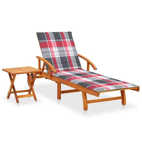 vidaXL Ligbed met tafeltje en kussen massief acaciahout, Tuin en Terras, Ligbedden, Nieuw, Verzenden