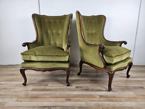 Fauteuil (2) - Luigi XV-stijl bergère-fauteuils in notenhout, Antiek en Kunst, Antiek | Overige Antiek