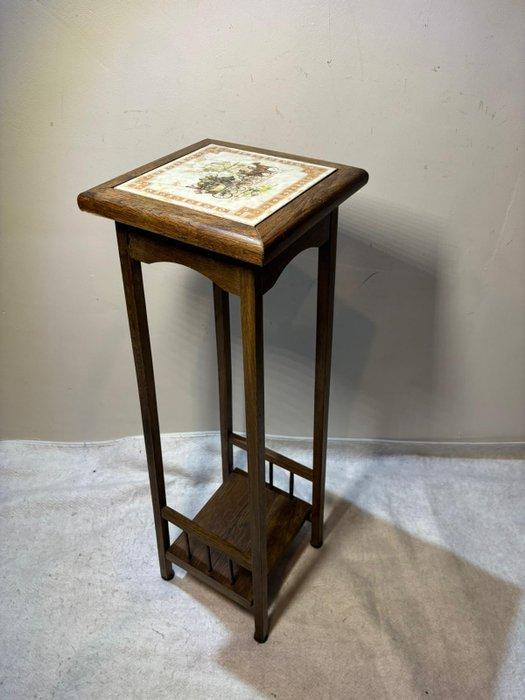 Plantentafel - Houte Plantentafel met Decoratieve Keramische, Antiek en Kunst, Curiosa en Brocante