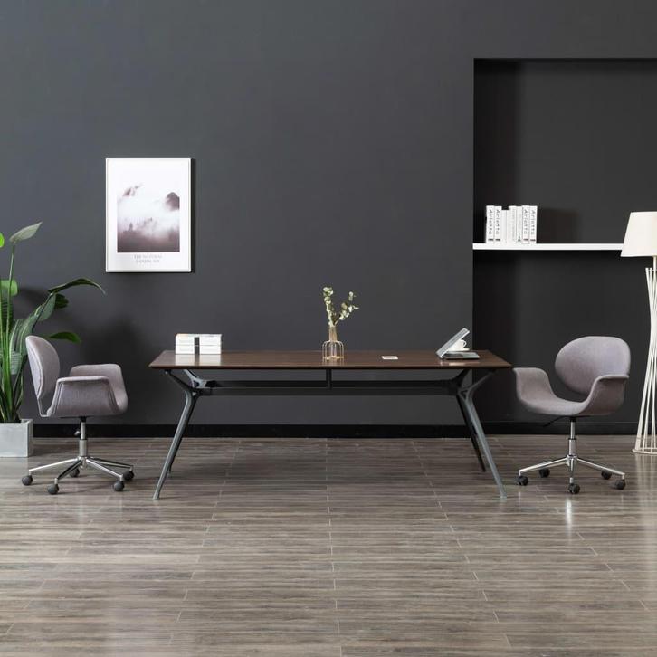 vidaXL Eetkamerstoelen draaibaar 2 st stof grijs, Huis en Inrichting, Stoelen, Nieuw, Verzenden