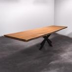 Boomstamtafel, Eettafel 360x110 massief hardhout, metaalpoot, 200 cm of meer, Nieuw, Robuust Modern, 100 tot 150 cm