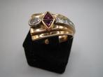 Ring - 18 karaat Geel goud, Witgouden Art Deco diamanten