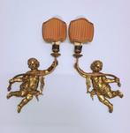 Applique murale (2) - Laiton doré - Putti/Chérubins danseurs, Antiquités & Art