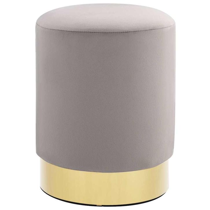 vidaXL Kruk fluweel 28 x 36 cm lichtgrijs en goudkleurig, Huis en Inrichting, Stoelen, Nieuw, Verzenden