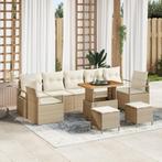 vidaXL 10-delige tuinzetelset met kussens in beige, poly, Verzenden, Nieuw