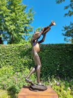 Sculpture, Kikker met fluit - fontein - 93 cm - Bronze, Antiek en Kunst