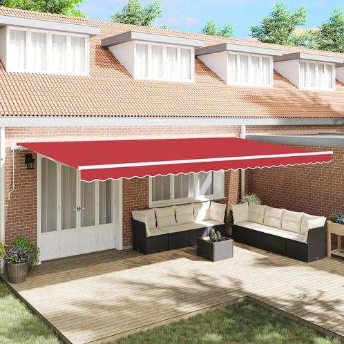 vidaXL Manuele Uittrekbare Luifel Rood 600 x 300 cm, Tuin en Terras, Zonneschermen, Nieuw, Verzenden