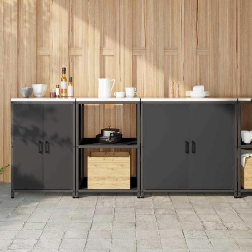 vidaXL Keukenopbergsysteem met plank 3 pcs Zwart 210 x 50 x, Huis en Inrichting, Kasten | Overige, Nieuw, Verzenden