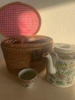 Theepot (3) - Porselein, riet - Canton theeset, Antiek en Kunst