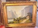 W Koning (XX) - Alpenlandschap Met Rustiek Kader, Antiek en Kunst