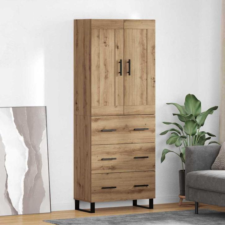 vidaXL Highboard Artisan Eiken 69,5 x 34 x 180 cm Bewerkt, Huis en Inrichting, Kasten | Dressoirs, Nieuw, Verzenden