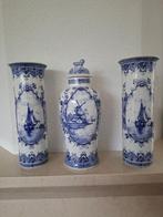 Vaas (3) - Aardewerk - Delfts blauw kaststel, Antiquités & Art