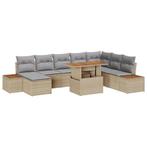 vidaXL Tuin Eettafel Set met kussen 9 pcs Beige en Grijs, Tuin en Terras, Verzenden, Nieuw