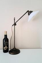 Bureaulamp - Verstelbare Hengellamp - Messing, opalineglas
