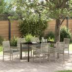 vidaXL 7-delige tuinset met kussens in lichtgrijs poly, Tuin en Terras, Tuinstoelen, Verzenden, Nieuw