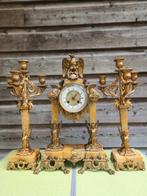Klok en garnituur set  (3) Napoleon III Marmer, gepaneerd, Antiquités & Art