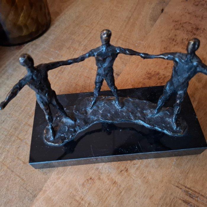 Beeldje - Samenwerken - Brons, Marmer, Antiek en Kunst, Curiosa en Brocante