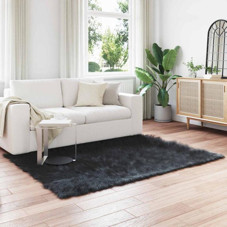 vidaXL Faux Schaapsvacht Tapijt Tafalla Zwart 120 x 170 cm, Huis en Inrichting, Stoffering | Tapijten en Vloerkleden, Nieuw, Verzenden