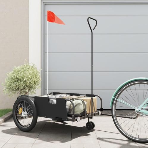 vidaXL Fietstrailer oxford stof en ijzer zwart, Fietsen en Brommers, Fietsaccessoires | Aanhangwagens en Karren, Nieuw, Verzenden
