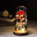 Kunst Roos in Glazen Stolp met Verlichting - Zijden Rozen, Huis en Inrichting, Woonaccessoires | Kunstplanten en Kunstbloemen