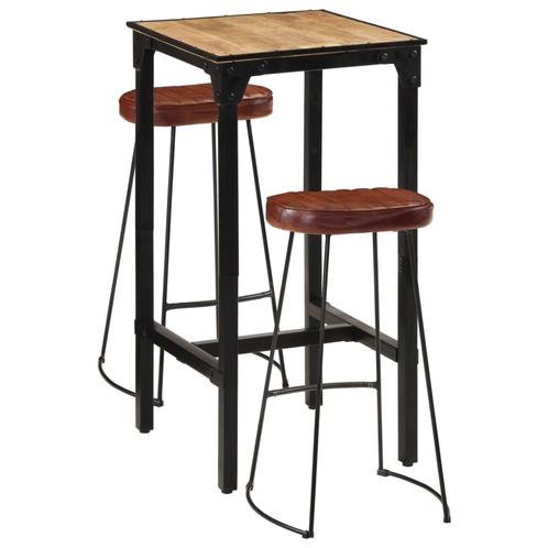 vidaXL 3-delige Barset massief ruw mangohout en metaal, Huis en Inrichting, Complete eetkamers, Nieuw, Verzenden
