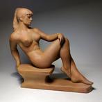 Kristof Kelemen - sculptuur, Art Deco Naked Lady - 28 cm -