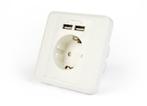 Inbouw stopcontact 2x USB wandcontactdoos geaard stopcontact, Doe-het-zelf en Bouw, Verzenden, Nieuw