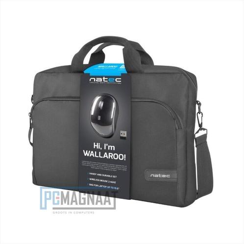 Natec Wallaroo laptoptas 15,6 met draadloos muis, Informatique & Logiciels, Sacoches d'ordinateur portable, Enlèvement ou Envoi