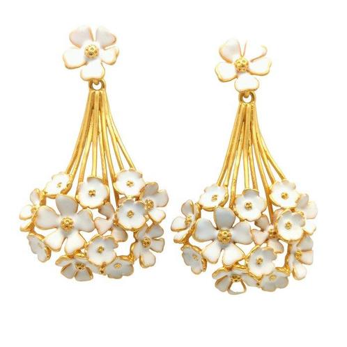 Oscar De La Renta - Verguld - Oorbellen - Witte, Antiek en Kunst, Curiosa en Brocante