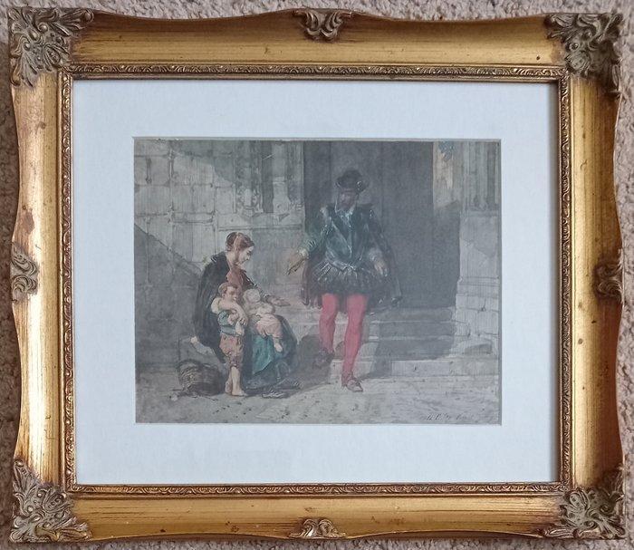 Herman Frederik Carel Ten Kate ( 1822-1891) - Mother with, Antiek en Kunst, Kunst | Schilderijen | Klassiek