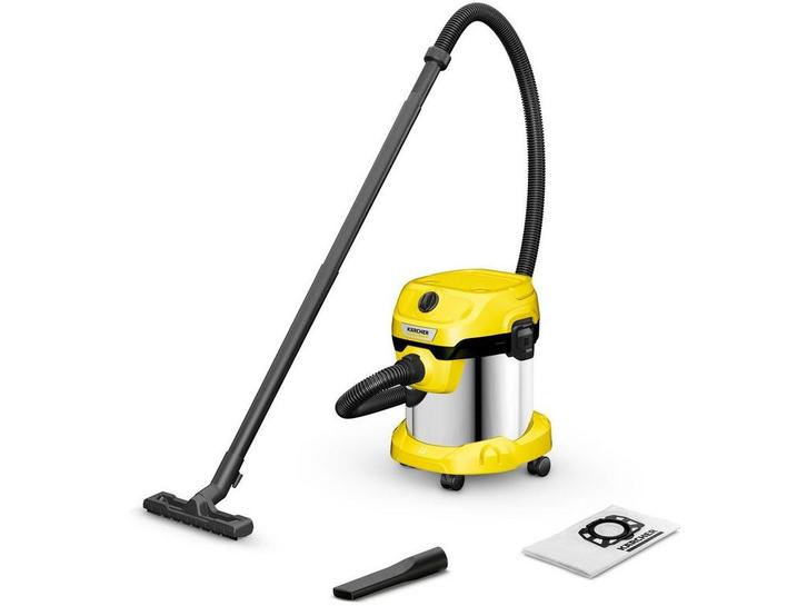 Kärcher WD 2 Plus S - Nat/droogzuiger - 1000 W 15 l RVS -, Elektronische apparatuur, Stofzuigers, Zo goed als nieuw, Verzenden