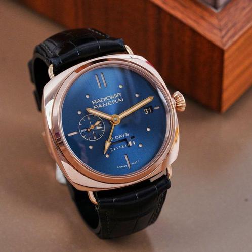 Panerai - Radiomir 8 Days GMT Oro Rosso Blue 18k Rose Gold -, Handtassen en Accessoires, Horloges | Heren