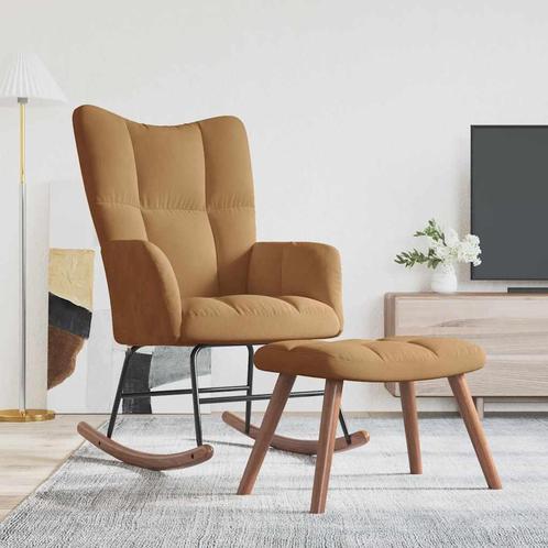 vidaXL Schommelstoel met voetenbank fluweel bruin, Huis en Inrichting, Stoelen, Nieuw, Verzenden