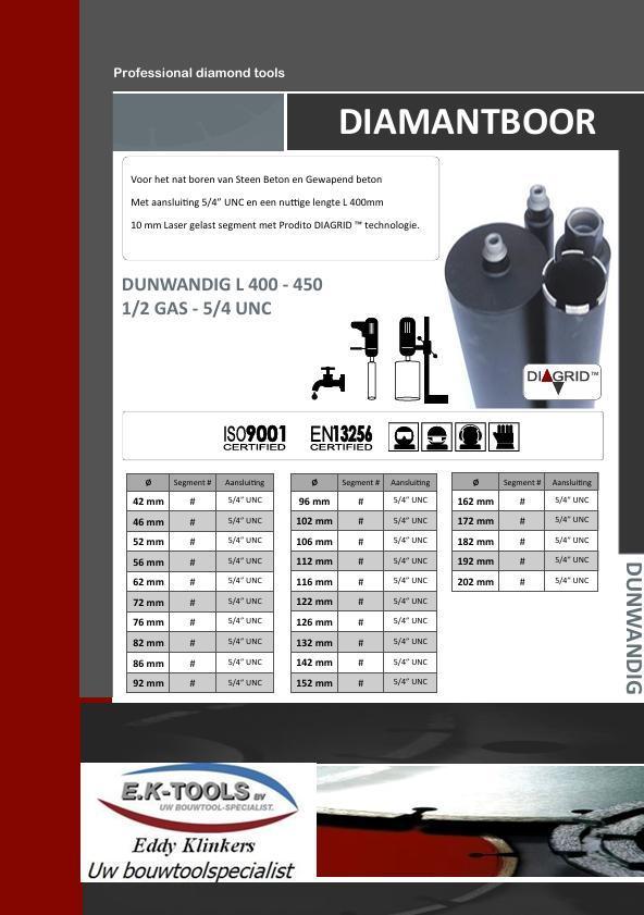 Kernboor Nat Dunwand - Steen - Beton - Gewapend beton., Bricolage & Construction, Outillage | Pièces de machine & Accessoires