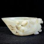 Grote jade offerbekertje - Nefriet Jade - China - 20e eeuw, Antiek en Kunst
