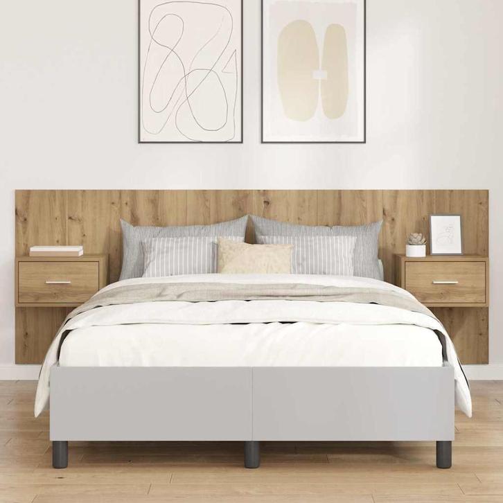 vidaXL Hoofdeinde Met Kast met lade 3 pcs Artisan Eiken, Huis en Inrichting, Slaapkamer | Bedden, Nieuw, Verzenden