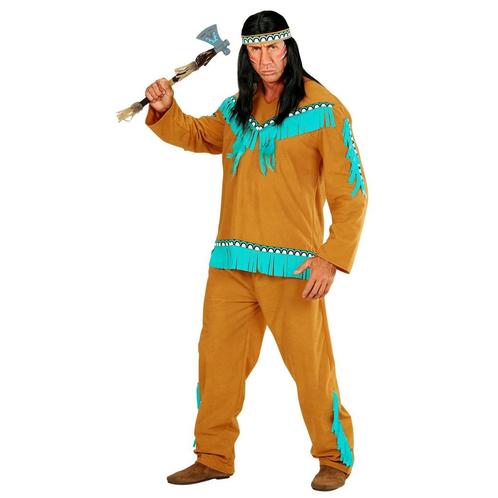 Indianen Kostuum Bruin Lichtblauw Heren, Kleding | Heren, Carnavalskleding en Feestkleding, Nieuw, Verzenden