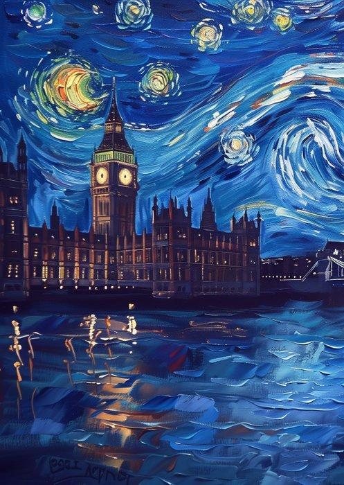 I_KONIQ - LONDON BRIDGE AND BIG BEN IN A STARRY NIGHT XXL, Antiquités & Art, Art | Objets design