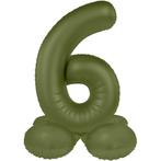 6 Jaar Cijfer Ballon Groen Mat 72cm, Nieuw, Verzenden