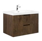 Badkamermeubel Set Thermis 80cm Walnoot Bruin Badmeubel, Verzenden, Nieuw