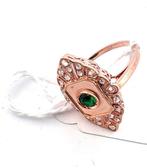 Zonder minimumprijs - Ring - 9 kt. Roségoud, Zilver Smaragd, Handtassen en Accessoires, Ringen, Nieuw
