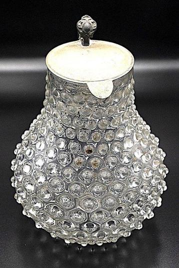 Large-sized Antique bubble glass pitcher with handle 1860 -
