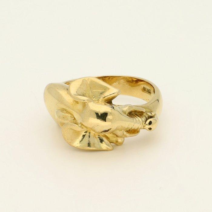 Ring - 18 karaat Geel goud - 0.02ct. tw. Diamant, Handtassen en Accessoires, Ringen