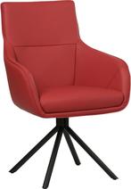Rode leren industriële draaibare eetkamerstoel - Toledo Leer, Huis en Inrichting, Stoelen, Overige kleuren, Nieuw, Leer, Ophalen of Verzenden