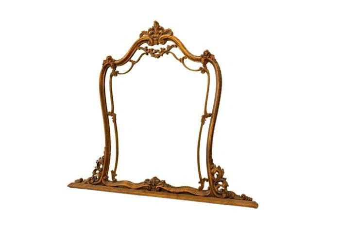 Wandspiegel- dubbel lijstje - Hout - weelderig gebeeldhouwd, Antiek en Kunst, Curiosa en Brocante